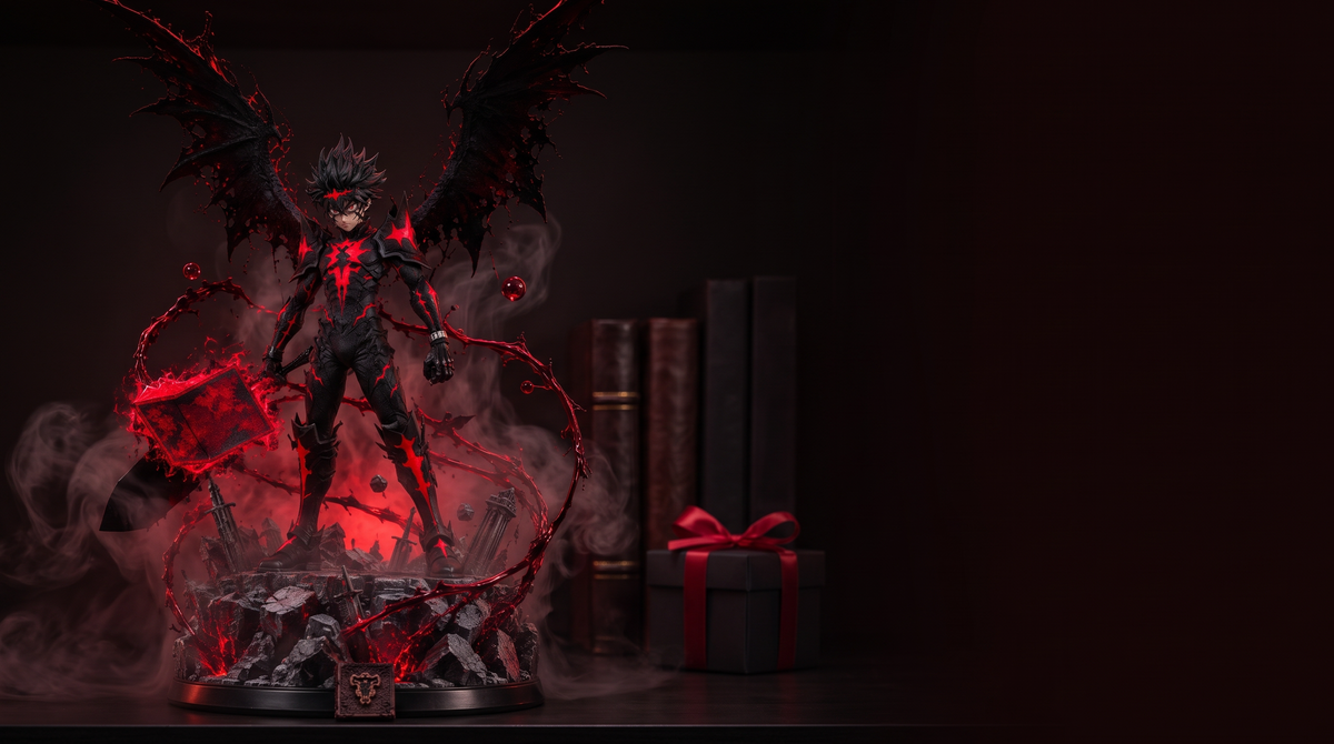 Anti-Magic Mist Figure as a gift on a dark shelf