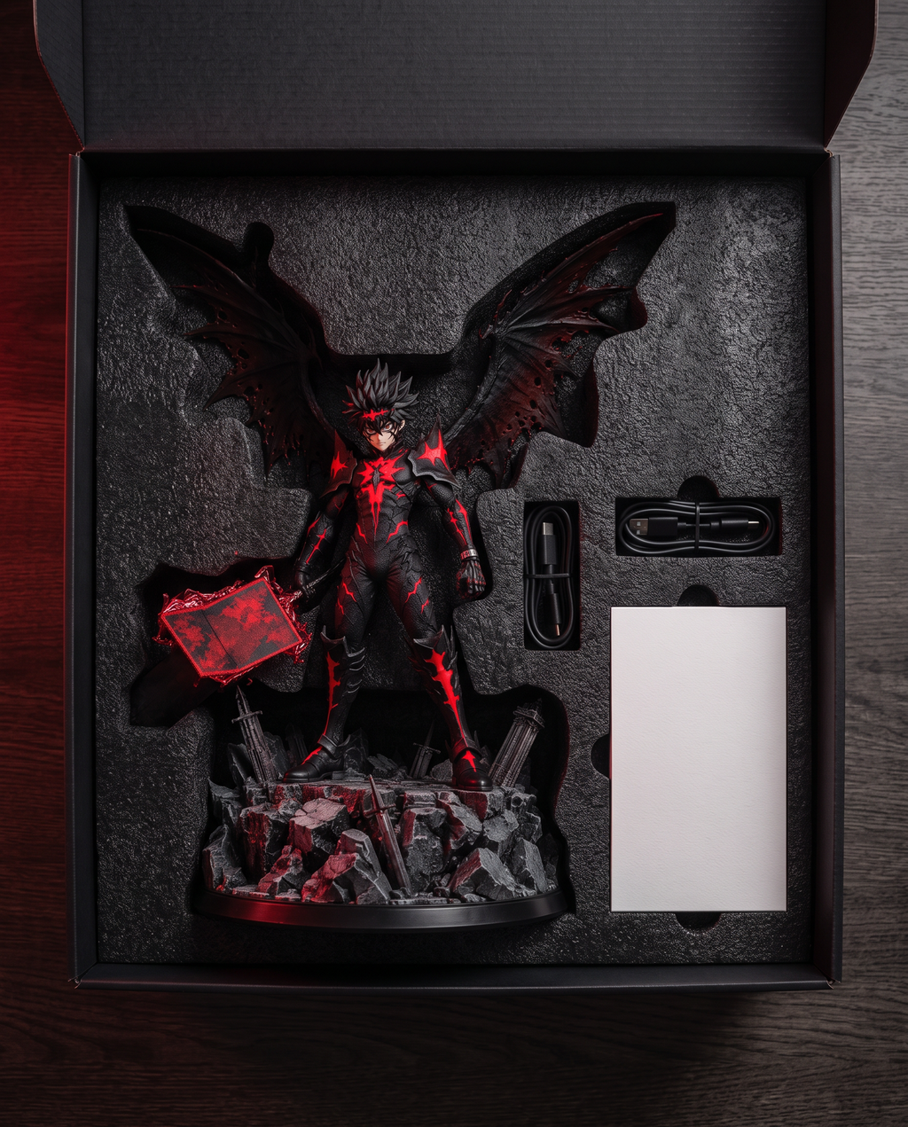 Anti-Magic Mist Figure unboxing with USB cable and guide