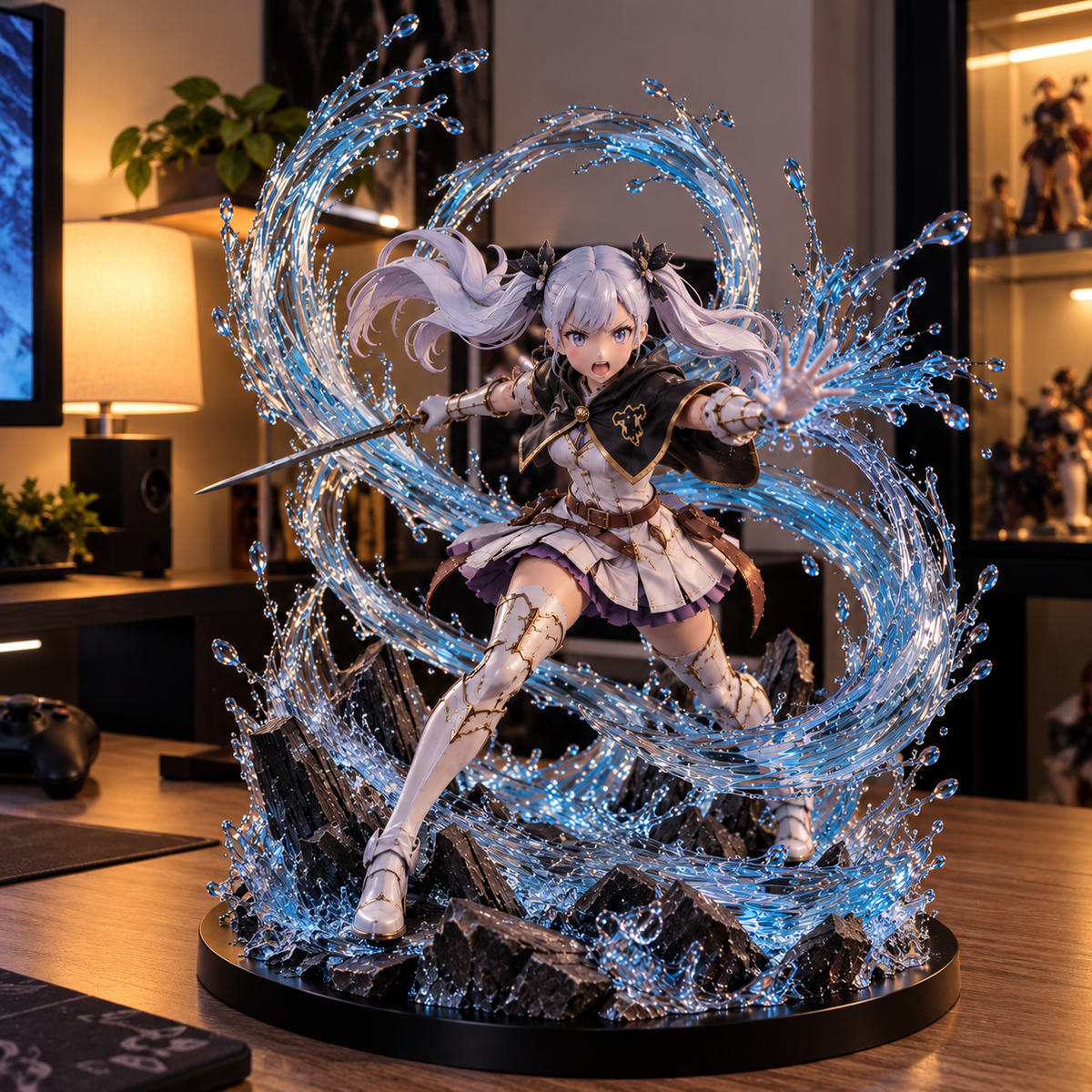 Sea Dragon Princess Mist Figure with glowing crystal water spiral